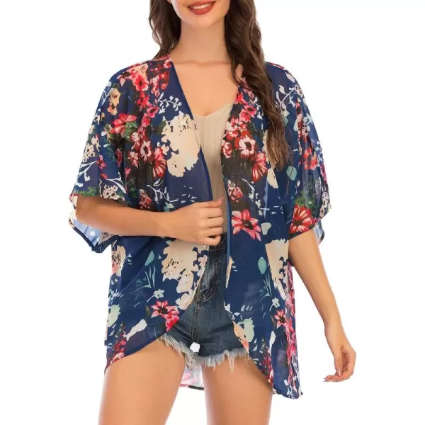 Zando Womens Floral Kimono Cover Ups Short Sleeve Kimono Cardigans Casual Shawl Cardigan Loose Open Front Kimono Tops
