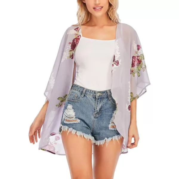 Zando Womens Floral Kimono Cover Ups Short Sleeve Kimono Cardigans Casual Shawl Cardigan Loose Open Front Kimono Tops