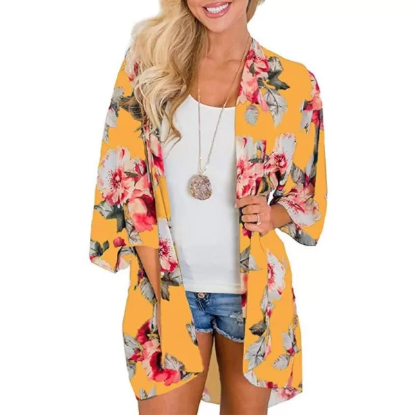Zando Womens Floral Kimono Cover Ups Short Sleeve Kimono Cardigans Casual Shawl Cardigan Loose Open Front Kimono Tops