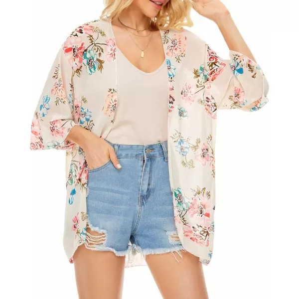 Zando Womens Floral Kimono Cover Ups Short Sleeve Kimono Cardigans Casual Shawl Cardigan Loose Open Front Kimono Tops
