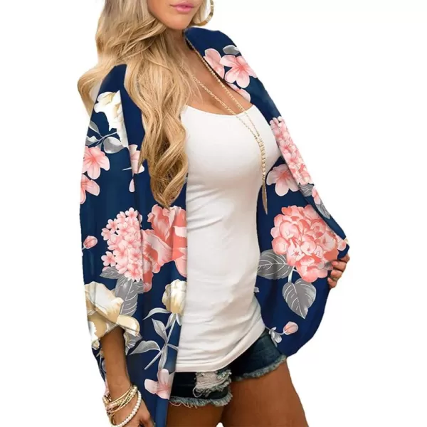Zando Womens Floral Kimono Cover Ups Short Sleeve Kimono Cardigans Casual Shawl Cardigan Loose Open Front Kimono Tops