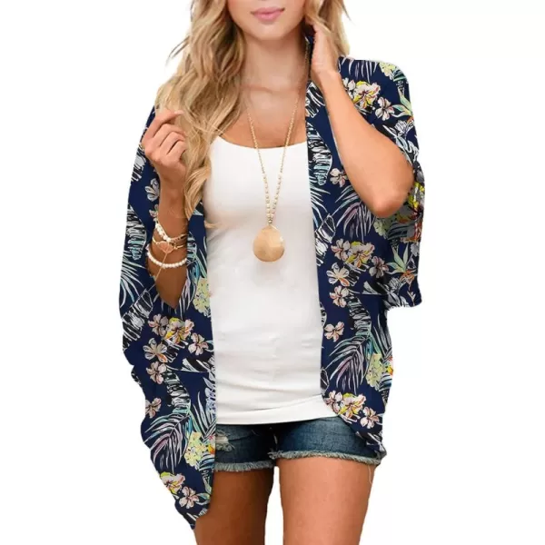Zando Womens Floral Kimono Cover Ups Short Sleeve Kimono Cardigans Casual Shawl Cardigan Loose Open Front Kimono Tops