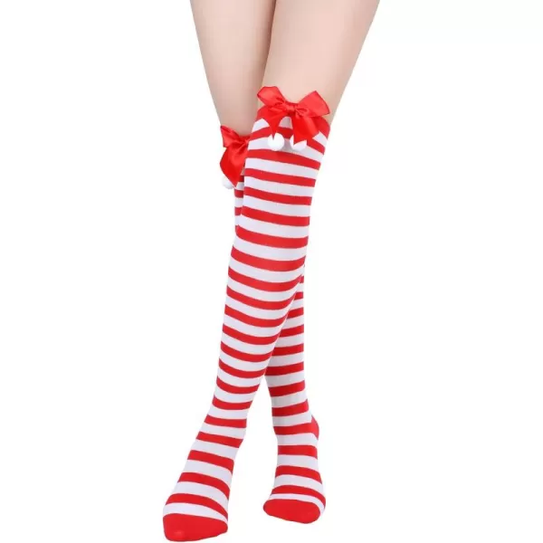 Zando Womens Stripes Thin Tube Socks Thigh High Tights Over Knee Socks Casual Knee High Stockings Striped Thigh Highs
