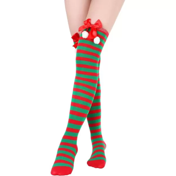 Zando Womens Stripes Thin Tube Socks Thigh High Tights Over Knee Socks Casual Knee High Stockings Striped Thigh Highs