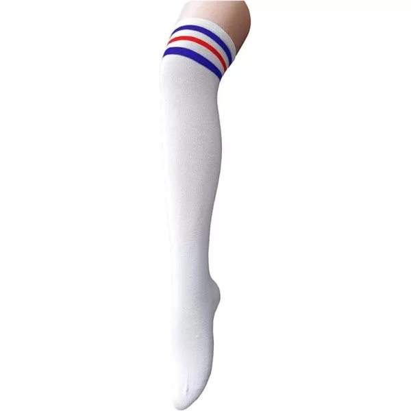 Zando Womens Stripes Thin Tube Socks Thigh High Tights Over Knee Socks Casual Knee High Stockings Striped Thigh Highs
