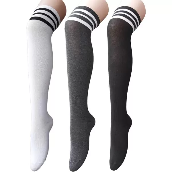 Zando Womens Stripes Thin Tube Socks Thigh High Tights Over Knee Socks Casual Knee High Stockings Striped Thigh Highs