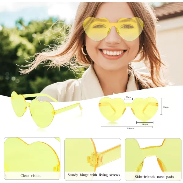 Zando Heart Shaped Sunglasses Colored Rimless Transparent Heart Glasses Unisex for Party Holiday Birthday