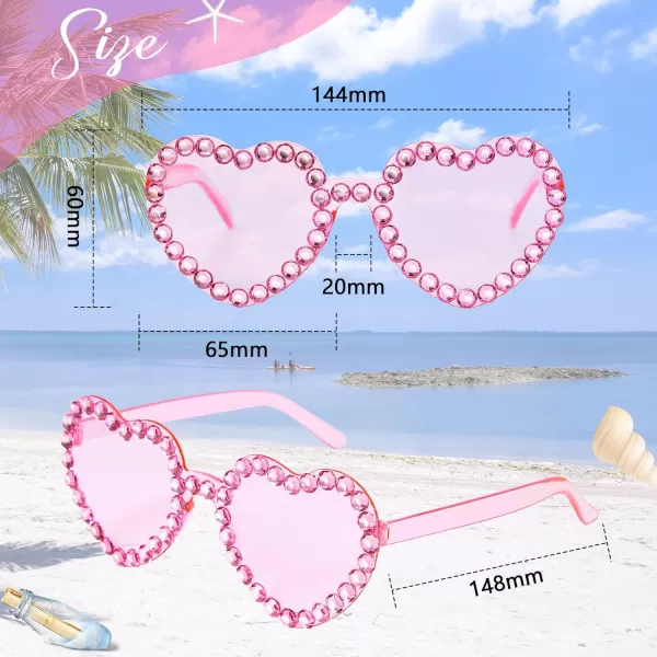 Zando Heart Shaped Sunglasses Colored Rimless Transparent Heart Glasses Unisex for Party Holiday Birthday