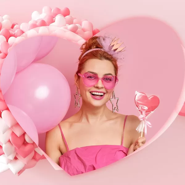Zando Heart Shaped Sunglasses Colored Rimless Transparent Heart Glasses Unisex for Party Holiday Birthday