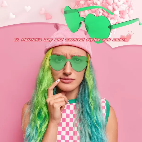 Zando Heart Shaped Sunglasses Colored Rimless Transparent Heart Glasses Unisex for Party Holiday Birthday
