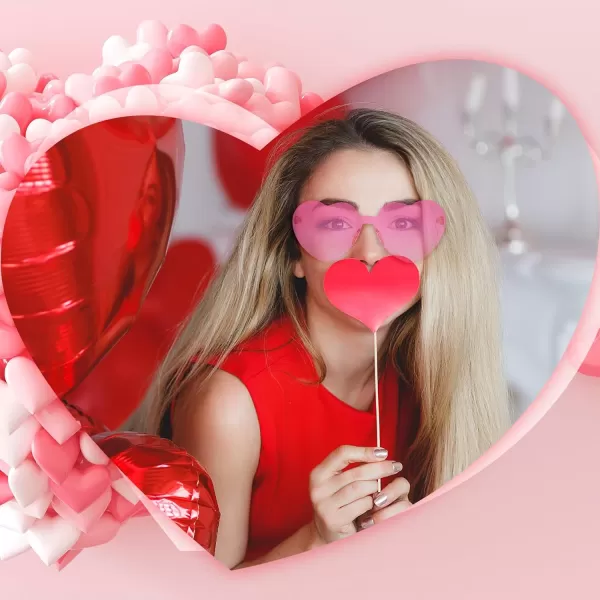Zando Heart Shaped Sunglasses Colored Rimless Transparent Heart Glasses Unisex for Party Holiday Birthday