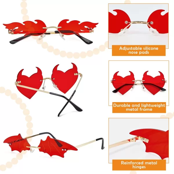 Zando Heart Shaped Sunglasses Colored Rimless Transparent Heart Glasses Unisex for Party Holiday Birthday