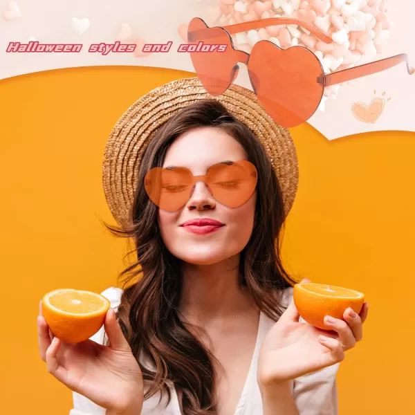 Zando Heart Shaped Sunglasses Colored Rimless Transparent Heart Glasses Unisex for Party Holiday Birthday