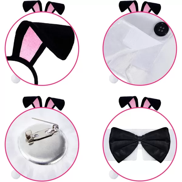 Zando Womens Bunny Costume Set - Rabbit Ears Headband Collar Bow Tie Cuffs Bunny Tail for Easter Halloween Party Accessories