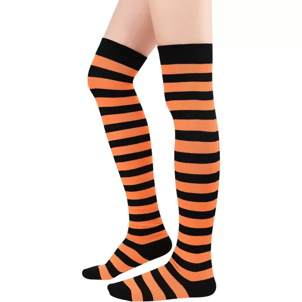 Zando Womens Thigh High Socks Striped High Knee Socks Knee High Socks for Cosplay Long Socks Over the Knee Leg Warmers