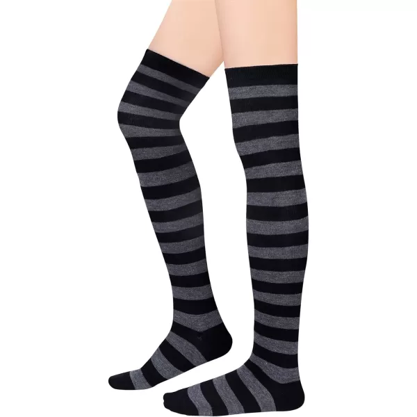 Zando Womens Thigh High Socks Striped High Knee Socks Knee High Socks for Cosplay Long Socks Over the Knee Leg Warmers