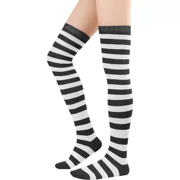 Zando Womens Thigh High Socks Striped High Knee Socks Knee High Socks for Cosplay Long Socks Over the Knee Leg Warmers