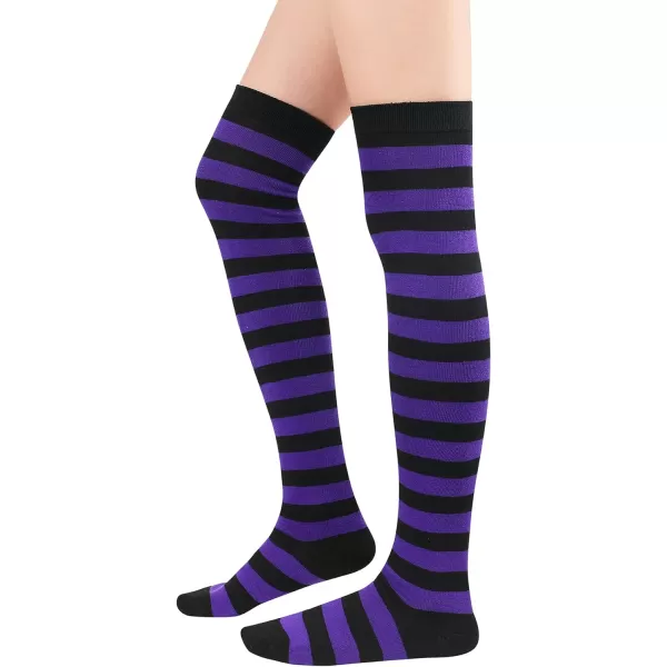 Zando Womens Thigh High Socks Striped High Knee Socks Knee High Socks for Cosplay Long Socks Over the Knee Leg Warmers