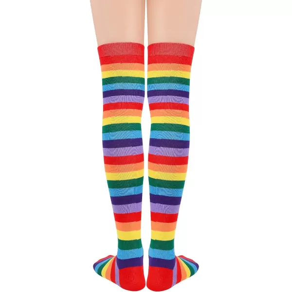 Zando Womens Thigh High Socks Striped High Knee Socks Knee High Socks for Cosplay Long Socks Over the Knee Leg Warmers
