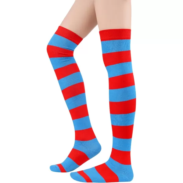 Zando Womens Thigh High Socks Striped High Knee Socks Knee High Socks for Cosplay Long Socks Over the Knee Leg Warmers
