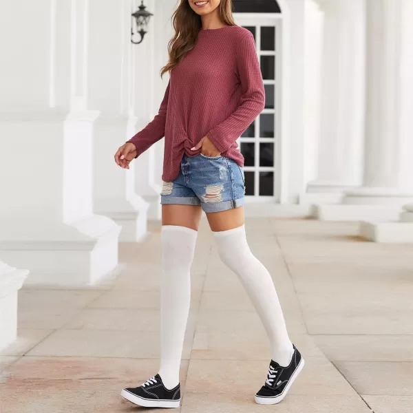 Zando Womens Thigh High Socks Striped High Knee Socks Knee High Socks for Cosplay Long Socks Over the Knee Leg Warmers