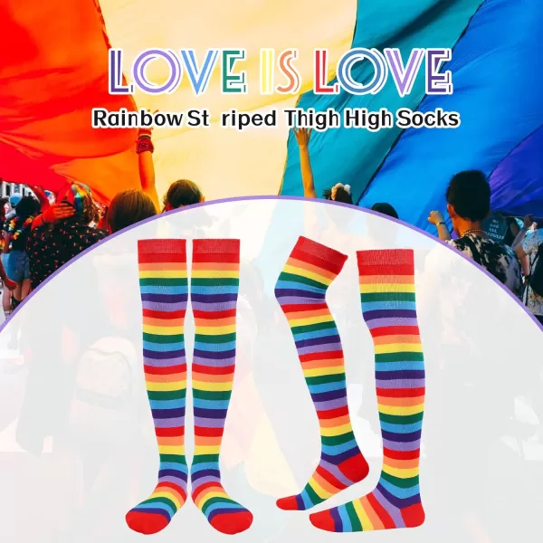 Zando Womens Thigh High Socks Striped High Knee Socks Knee High Socks for Cosplay Long Socks Over the Knee Leg Warmers