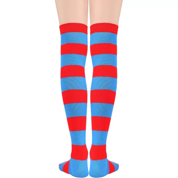 Zando Womens Thigh High Socks Striped High Knee Socks Knee High Socks for Cosplay Long Socks Over the Knee Leg Warmers