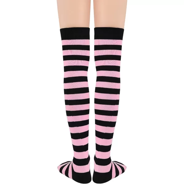 Zando Womens Thigh High Socks Striped High Knee Socks Knee High Socks for Cosplay Long Socks Over the Knee Leg Warmers