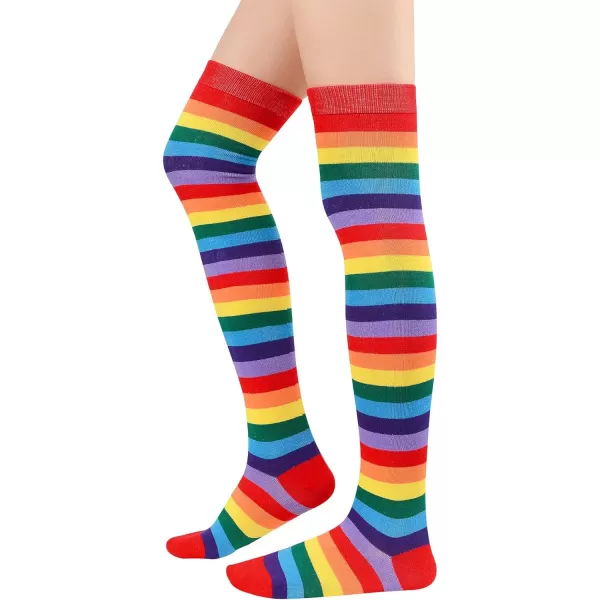 Zando Womens Thigh High Socks Striped High Knee Socks Knee High Socks for Cosplay Long Socks Over the Knee Leg Warmers