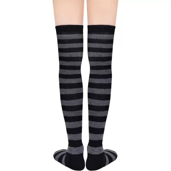 Zando Womens Thigh High Socks Striped High Knee Socks Knee High Socks for Cosplay Long Socks Over the Knee Leg Warmers