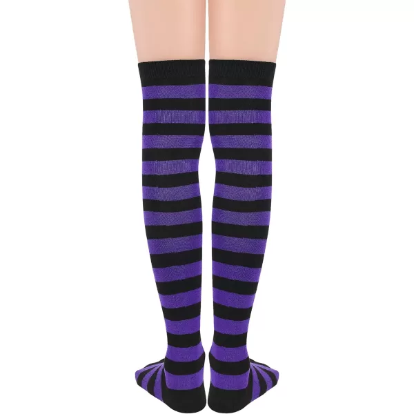 Zando Womens Thigh High Socks Striped High Knee Socks Knee High Socks for Cosplay Long Socks Over the Knee Leg Warmers