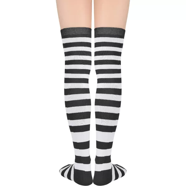 Zando Womens Thigh High Socks Striped High Knee Socks Knee High Socks for Cosplay Long Socks Over the Knee Leg Warmers