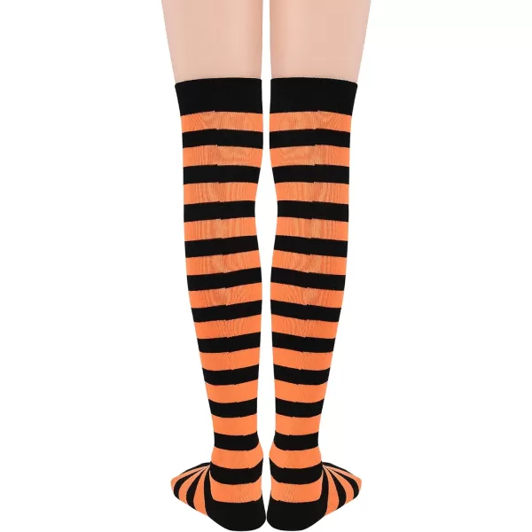 Zando Womens Thigh High Socks Striped High Knee Socks Knee High Socks for Cosplay Long Socks Over the Knee Leg Warmers