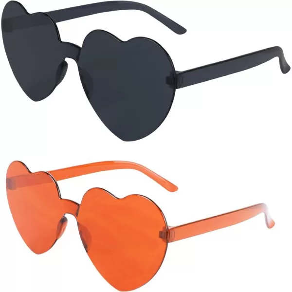 Zando Heart Shaped Sunglasses Colored Rimless Transparent Heart Glasses Unisex for Party Holiday Birthday