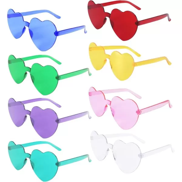 Zando Heart Shaped Sunglasses Colored Rimless Transparent Heart Glasses Unisex for Party Holiday Birthday
