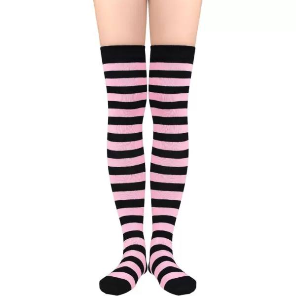 Zando Womens Thigh High Socks Striped High Knee Socks Knee High Socks for Cosplay Long Socks Over the Knee Leg Warmers