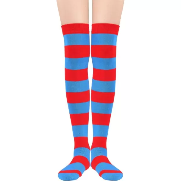 Zando Womens Thigh High Socks Striped High Knee Socks Knee High Socks for Cosplay Long Socks Over the Knee Leg Warmers