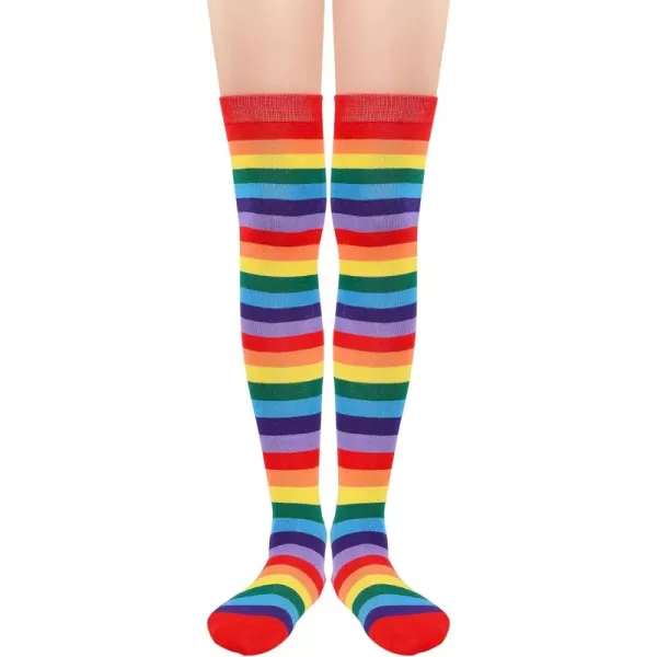 Zando Womens Thigh High Socks Striped High Knee Socks Knee High Socks for Cosplay Long Socks Over the Knee Leg Warmers