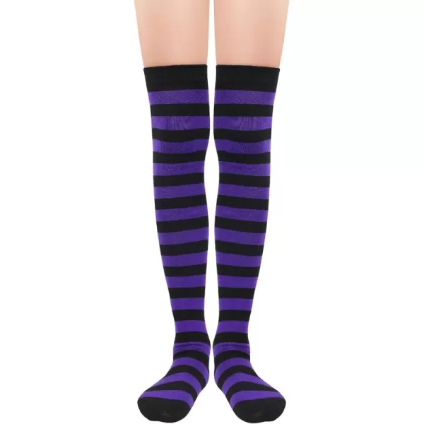 Zando Womens Thigh High Socks Striped High Knee Socks Knee High Socks for Cosplay Long Socks Over the Knee Leg Warmers
