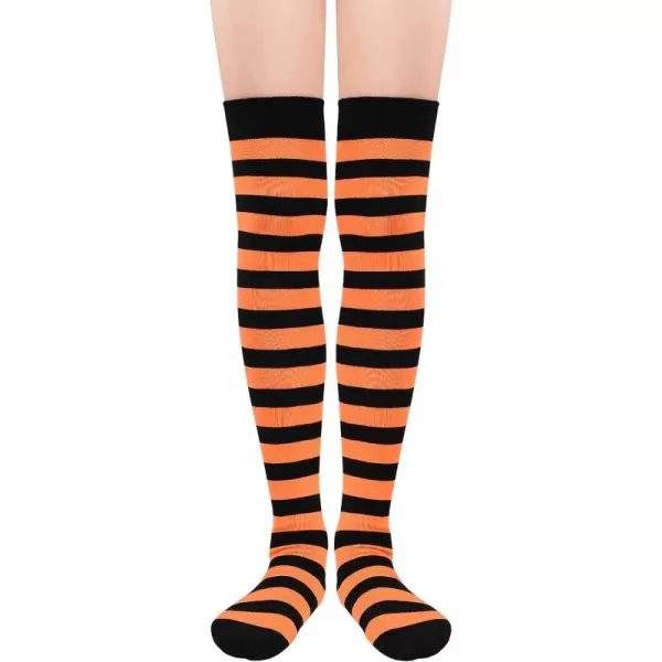 Zando Womens Thigh High Socks Striped High Knee Socks Knee High Socks for Cosplay Long Socks Over the Knee Leg Warmers