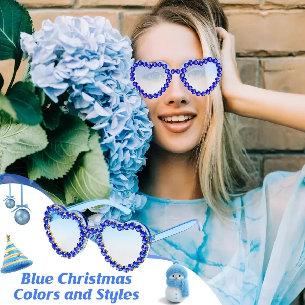 Zando Rhinestone Heart Sunglasses for Women Rimless Transparent Heart Shaped Sunglasses Colorful Heart Glasses Party
