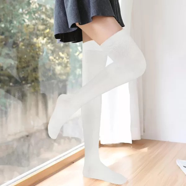 Zando Womens Long Thigh High Socks Cotton Over the Knee High Socks Thin Thigh High Stockings Pack for Daily Wear