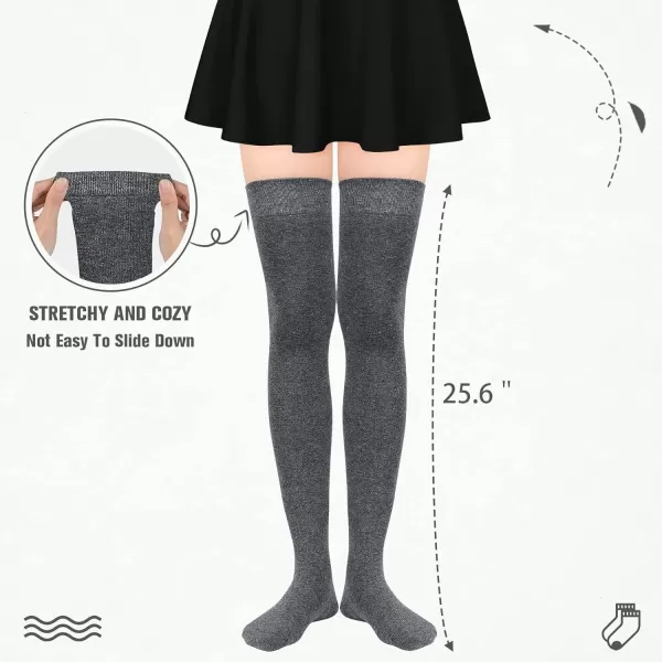 Zando Womens Long Thigh High Socks Cotton Over the Knee High Socks Thin Thigh High Stockings Pack for Daily Wear