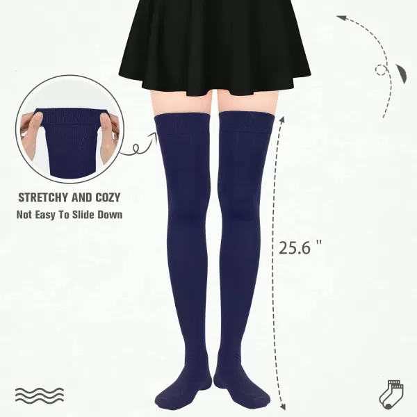 Zando Womens Long Thigh High Socks Cotton Over the Knee High Socks Thin Thigh High Stockings Pack for Daily Wear