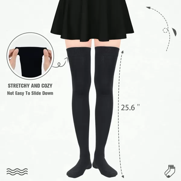 Zando Womens Long Thigh High Socks Cotton Over the Knee High Socks Thin Thigh High Stockings Pack for Daily Wear