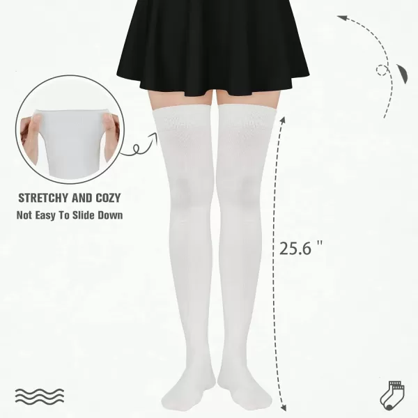 Zando Womens Long Thigh High Socks Cotton Over the Knee High Socks Thin Thigh High Stockings Pack for Daily Wear