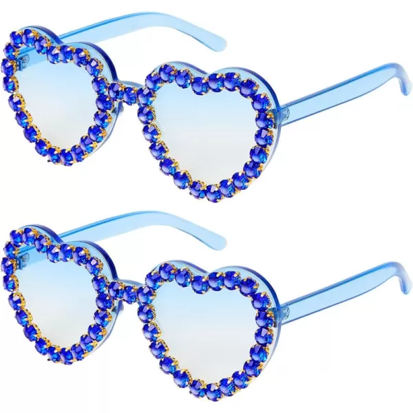 Zando Rhinestone Heart Sunglasses for Women Rimless Transparent Heart Shaped Sunglasses Colorful Heart Glasses Party