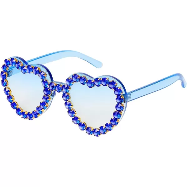 Zando Rhinestone Heart Sunglasses for Women Rimless Transparent Heart Shaped Sunglasses Colorful Heart Glasses Party