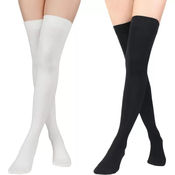 Zando Womens Long Thigh High Socks Cotton Over the Knee High Socks Thin Thigh High Stockings Pack for Daily Wear