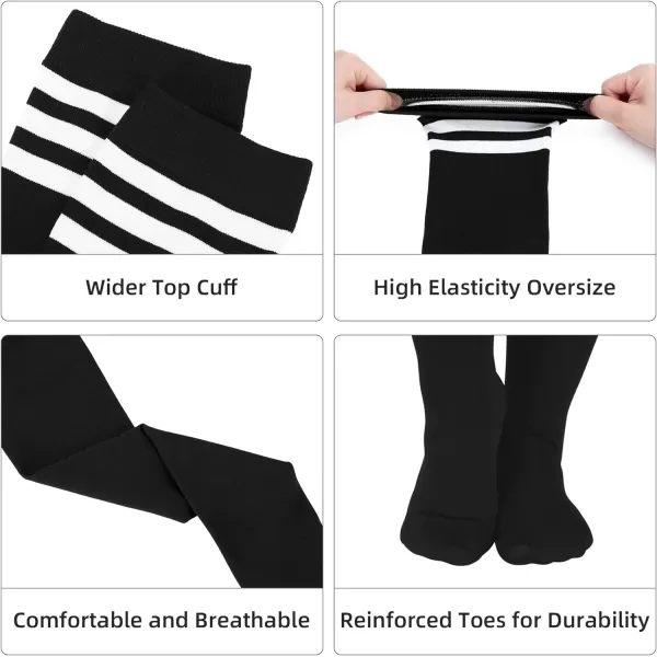 Zando Plus Size Thigh High Socks for Thick Thighs Women Striped Thigh High Stockings Over the Knee Socks Leg Warmers